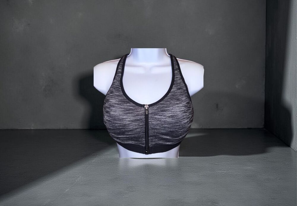 Victoria’s Secret Victoria Sport Black Front Zip Racerback Sports Bra Size 34D